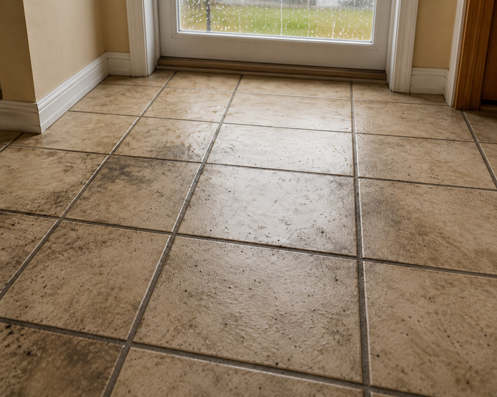 Entryway tile grout before professional cleaning in Maitland, FL